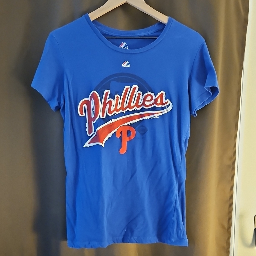Majestic Blue Phillies Short Sleeve Tee, L